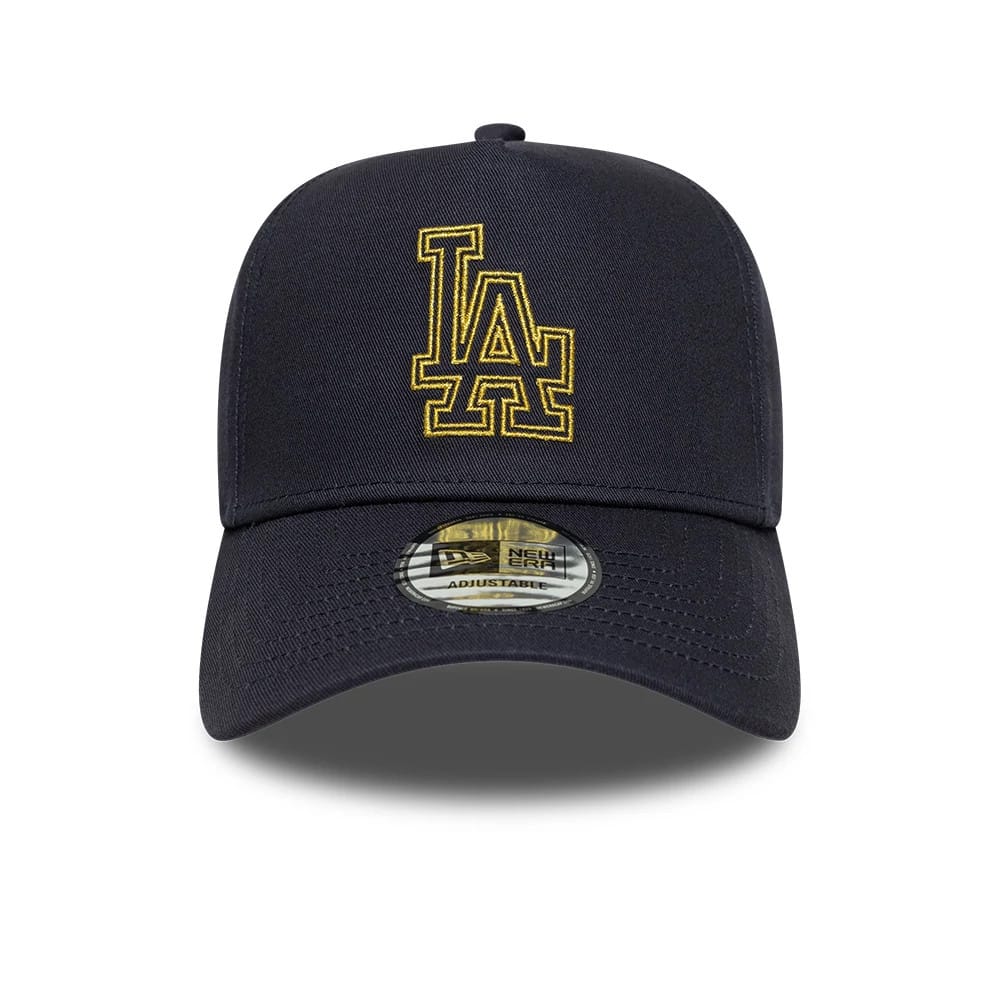 Pictured is this MLB Metallic Outline LA Dodgers 9FORTY A-Frame cap in navy. 2
