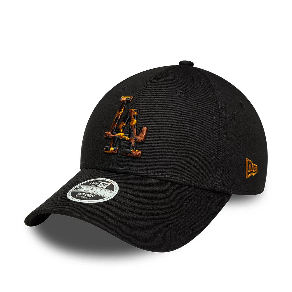 Pictured is this Womens MLB Tortoise Infill LA Dodgers 9FORTY cap in black. 1