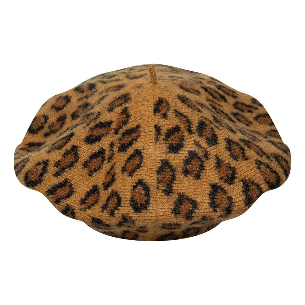 Pictured is this MLB Leopard New York Yankees Beret in beige. 4