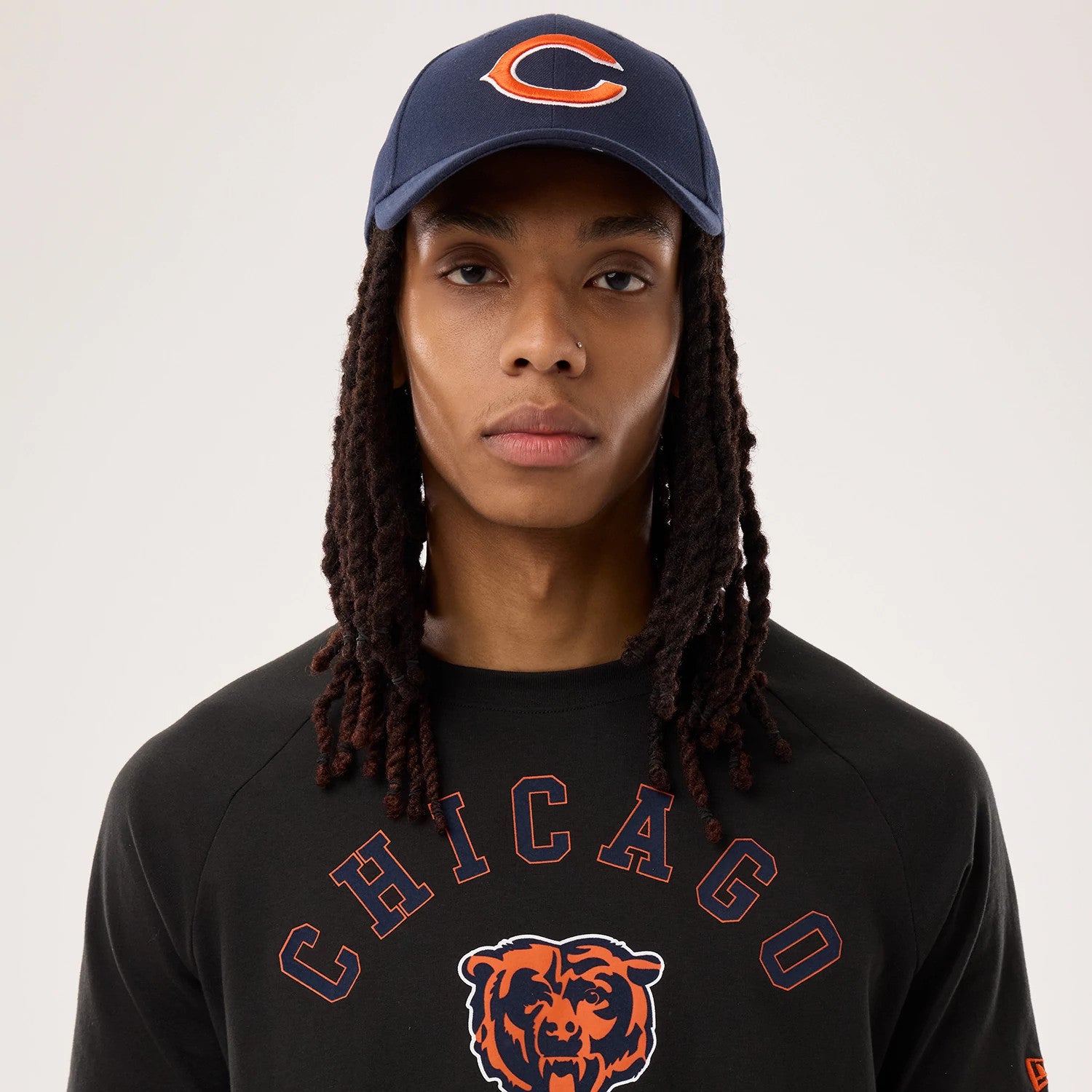 The model is wearing this NFL Sideline 2026 Chicago Bears T-Shirt in black. 4