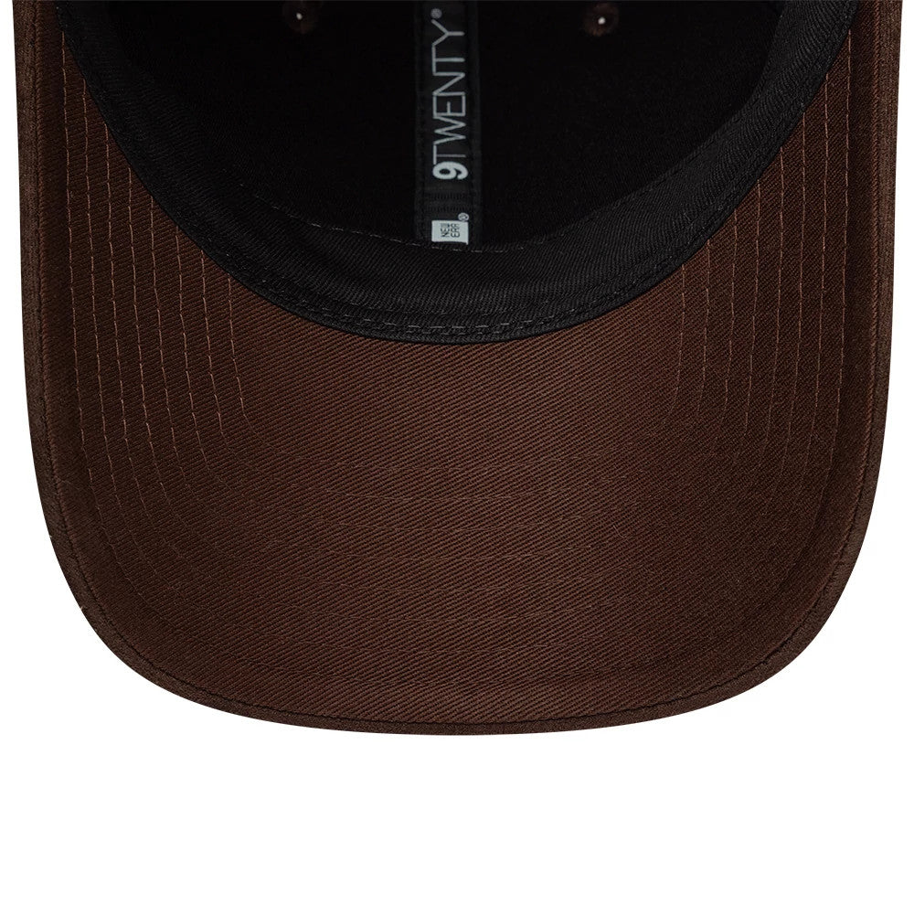 Pictured is this Womens New Era Textured 9TWENTY cap in dark brown. 7