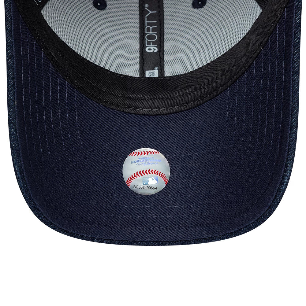 Pictured is this Womens MLB Denim New York Yankees 9FORTY Bowback cap in navy. 7