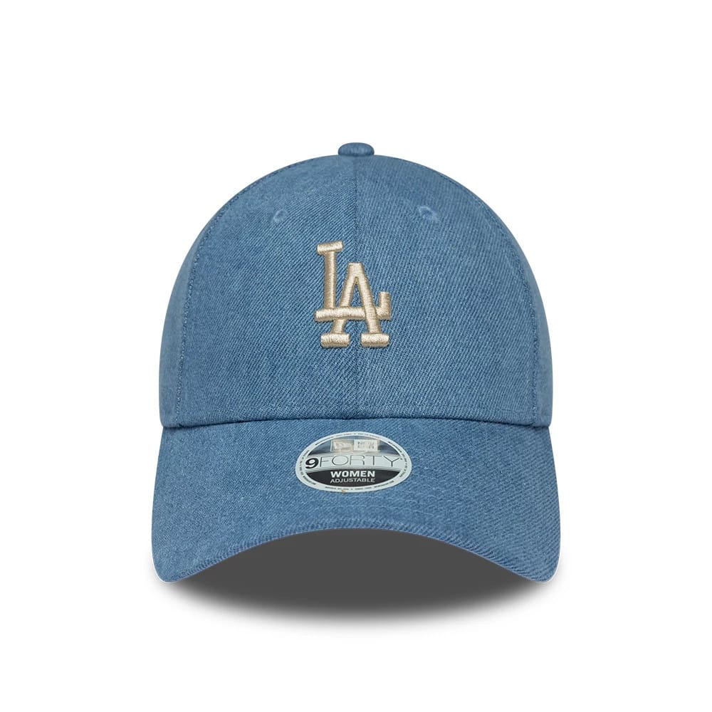 Pictured is this Womens MLB Denim LA Dodgers 9FORTY Bowback cap in pastel blue. 3