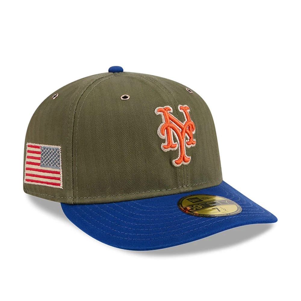 Pictured is this MLB American Herringbone New York Mets 59FIFTY Fitted cap in Green. 1
