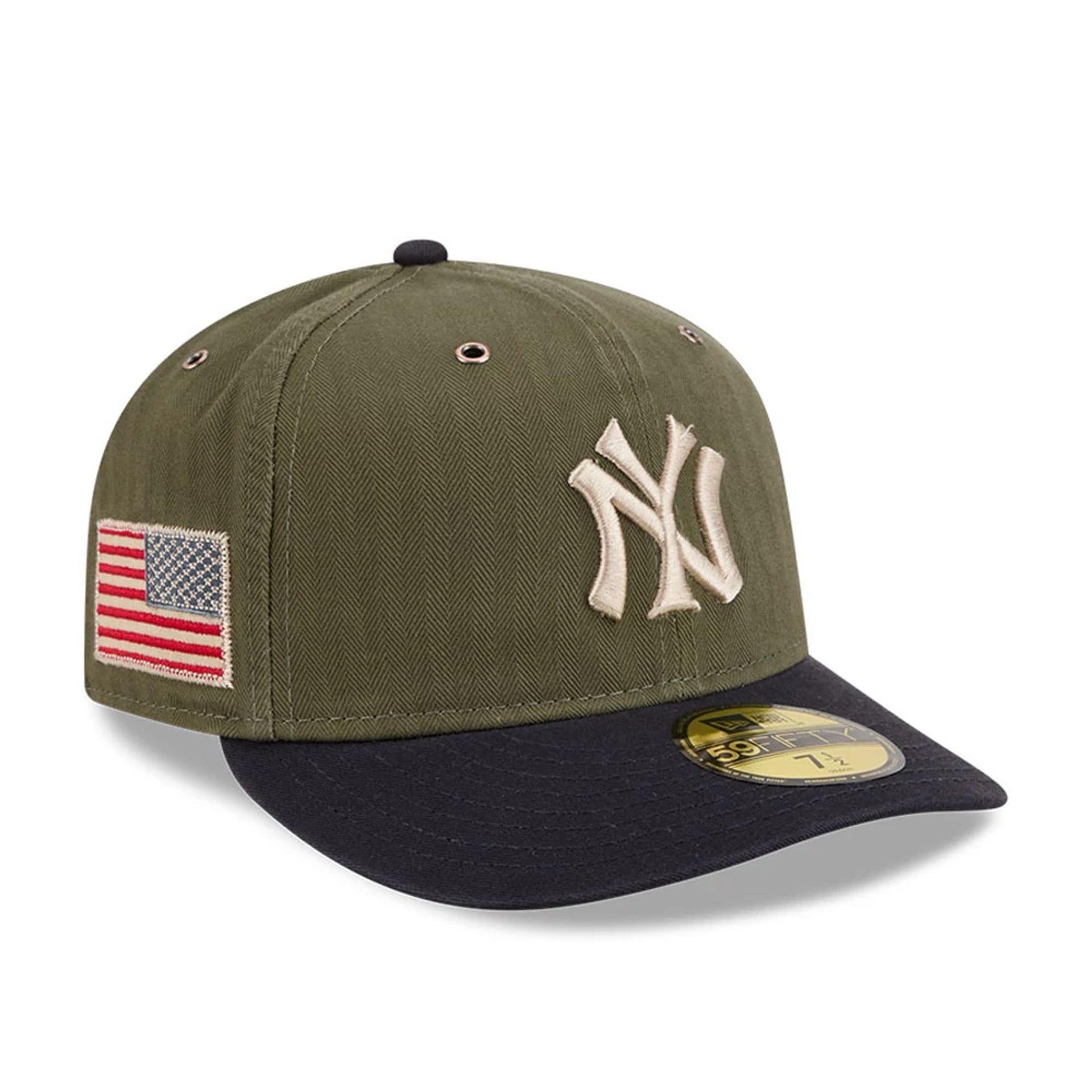 Pictured is this MLB American Herringbone New York Yankees 59FIFTY Fitted cap in green. 1