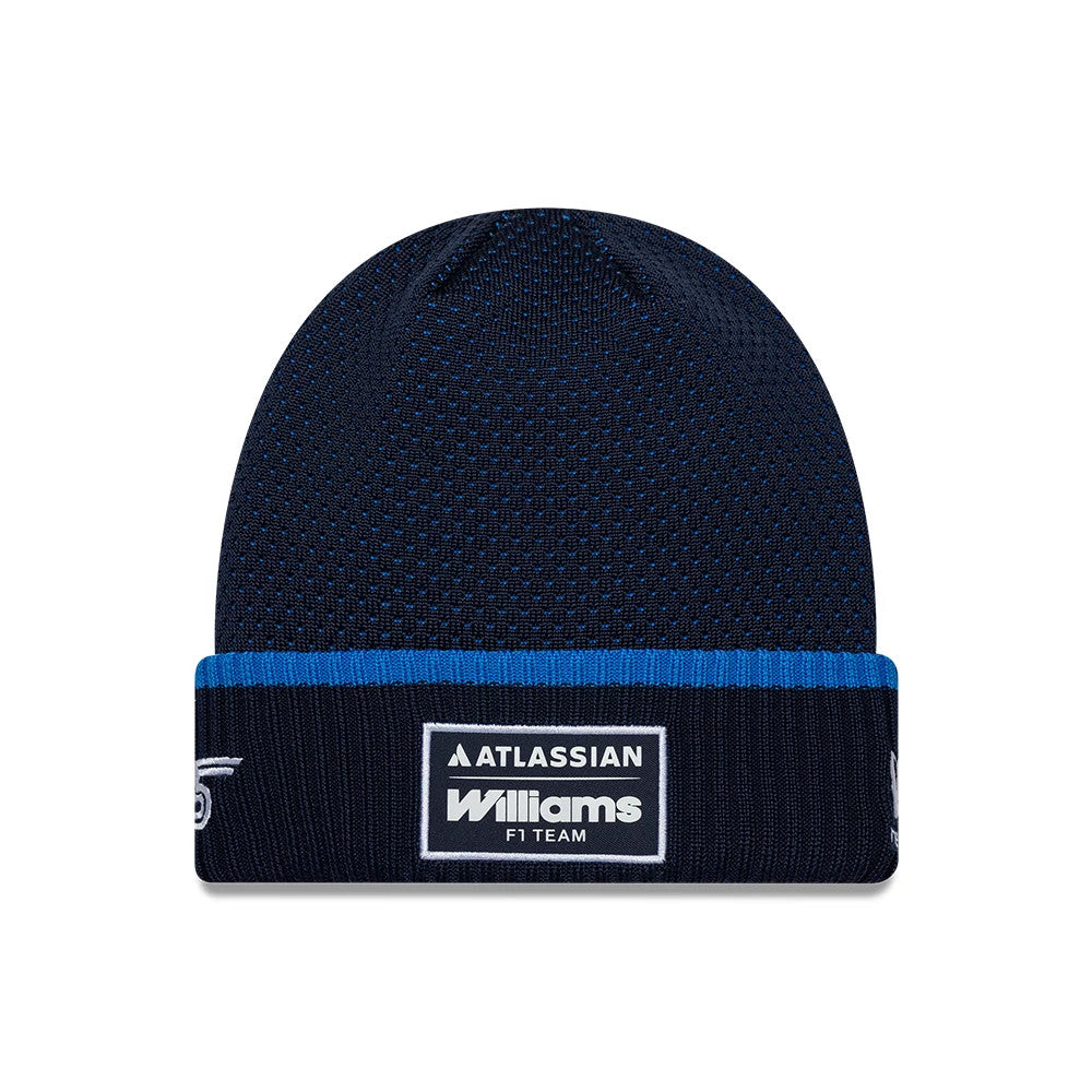 Pictured is this Atlassian Williams F1 Team Carlos Sainz Cuff Knit Beanie hat in navy. 1