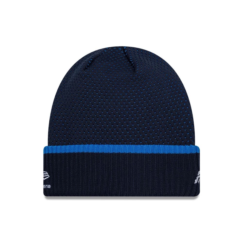 Pictured is this Atlassian Williams F1 Team Alex Albon Cuff Knit Beanie hat in navy. 2