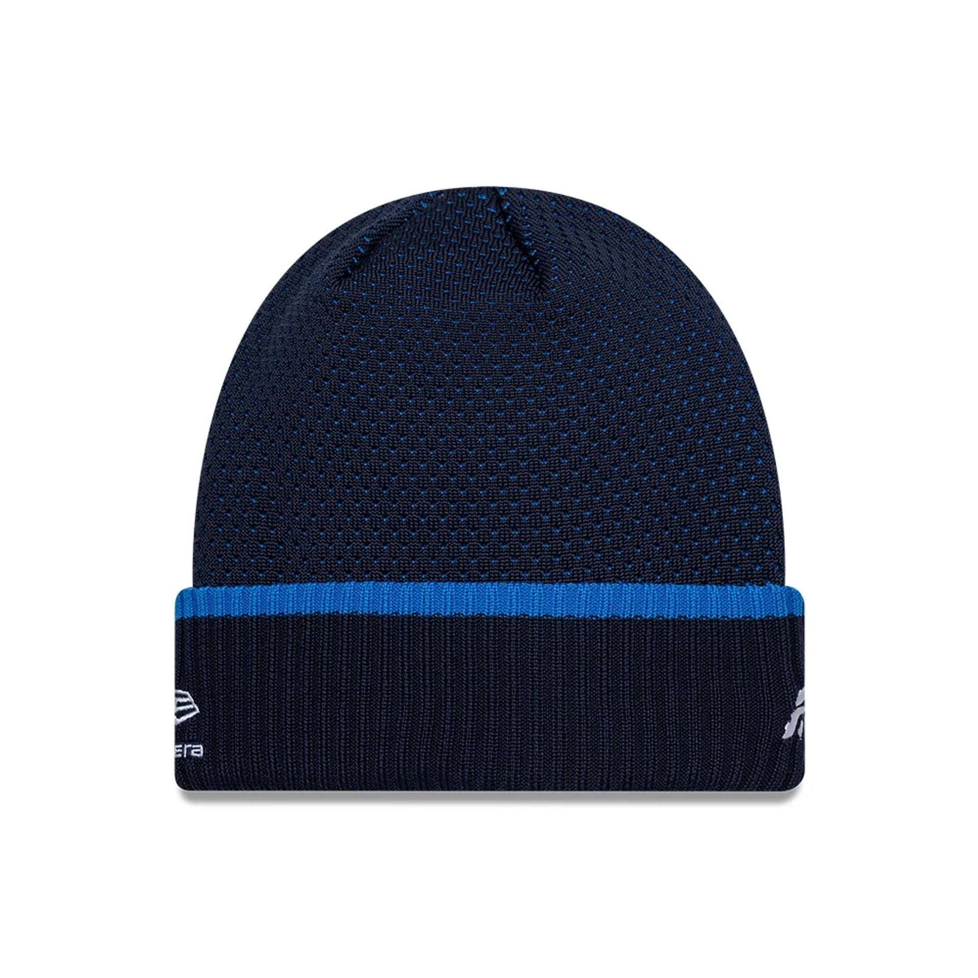 Pictured is this Atlassian Williams F1 Team Alex Albon Cuff Knit Beanie hat in navy. 2