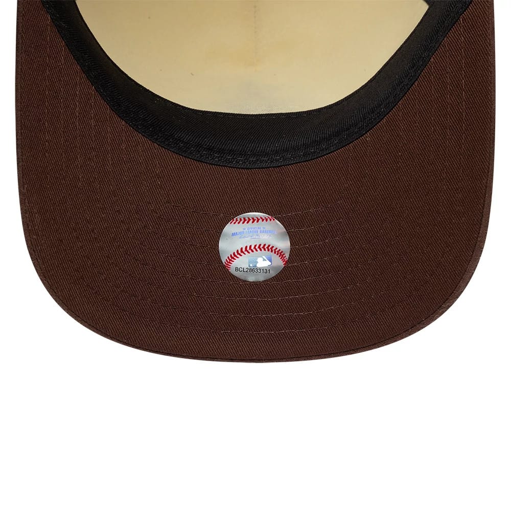Pictured is this MLB Suede Visor LA Angels 9FIFTY A-Frame Snapback cap in Cream. 7