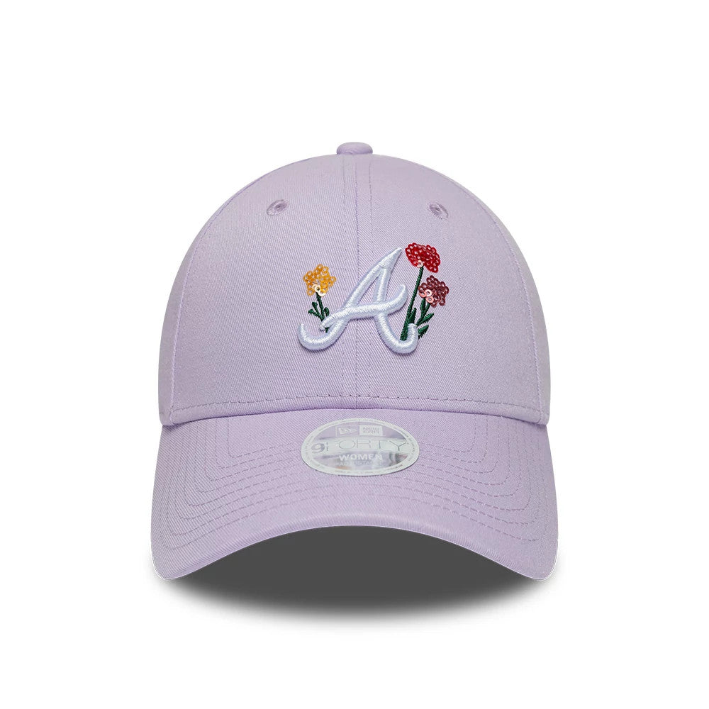 Pictured is this Womens MLB Floral Icon Atlanta Braves 9FORTY cap in pastel purple. 2
