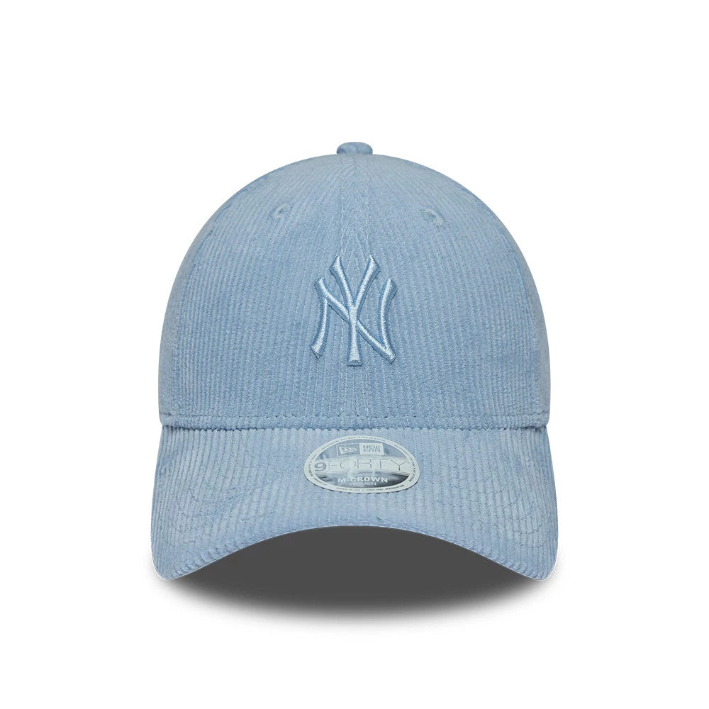 Pictured is this Womens MLB Pastel Cord New York Yankees 9FORTY M-Crown cap in Blue. 2