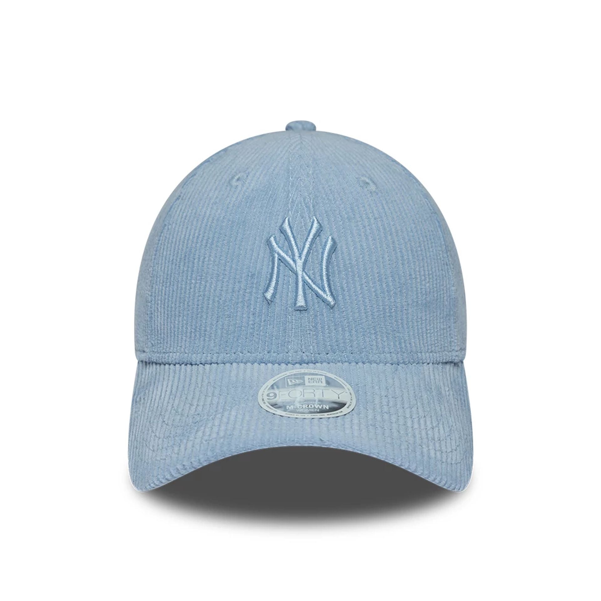 Pictured is this Womens MLB Pastel Cord New York Yankees 9FORTY M-Crown cap in Blue. 2
