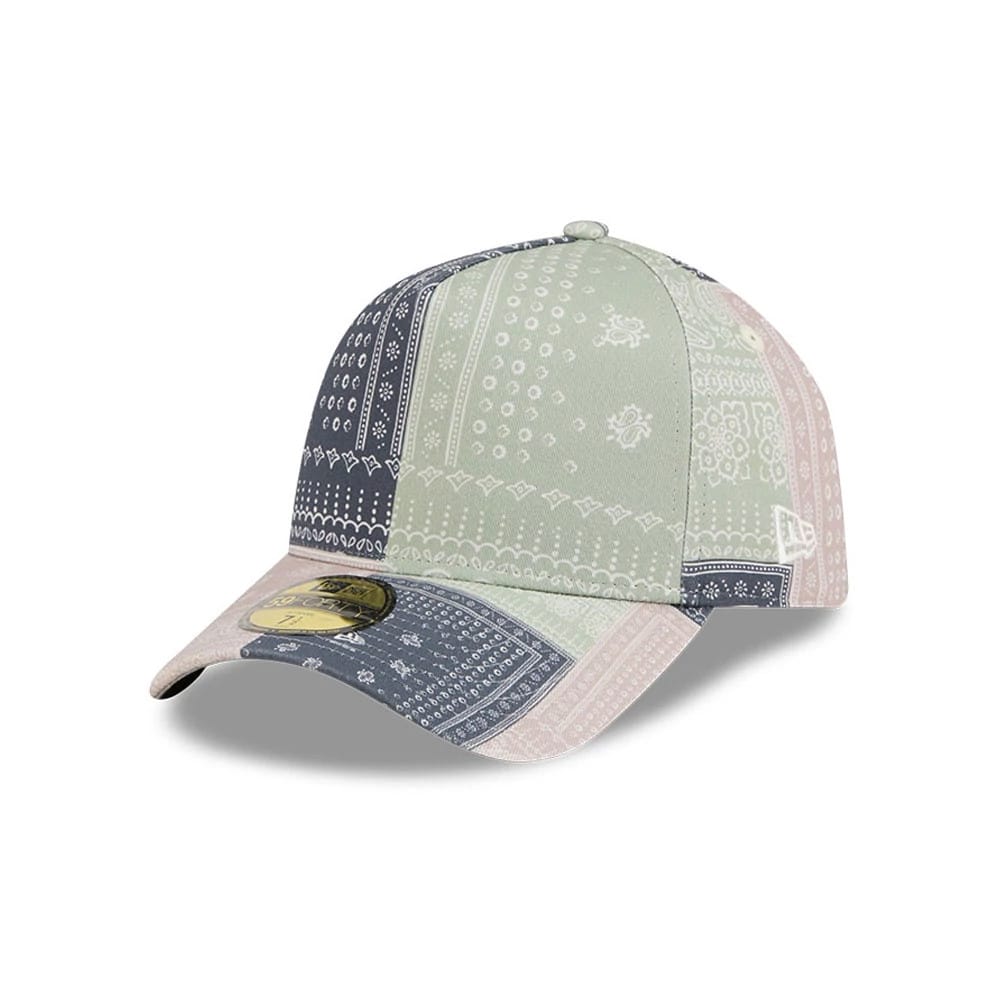 Pictured is this New Era Patchwork Bandana 59FORTY A-Frame Fitted cap in multi. 1