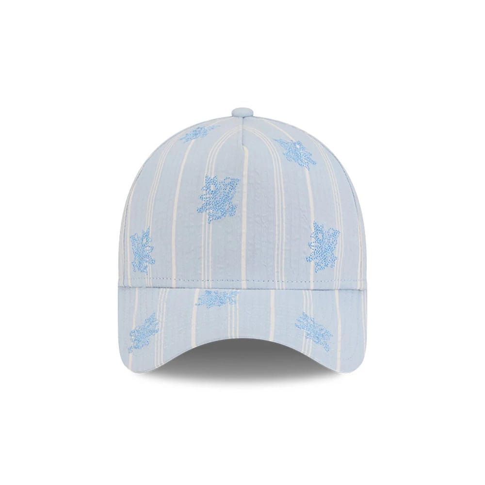 Pictured is this New Era Seersucker 59FORTY A-Frame Fitted cap in pastel blue. 3