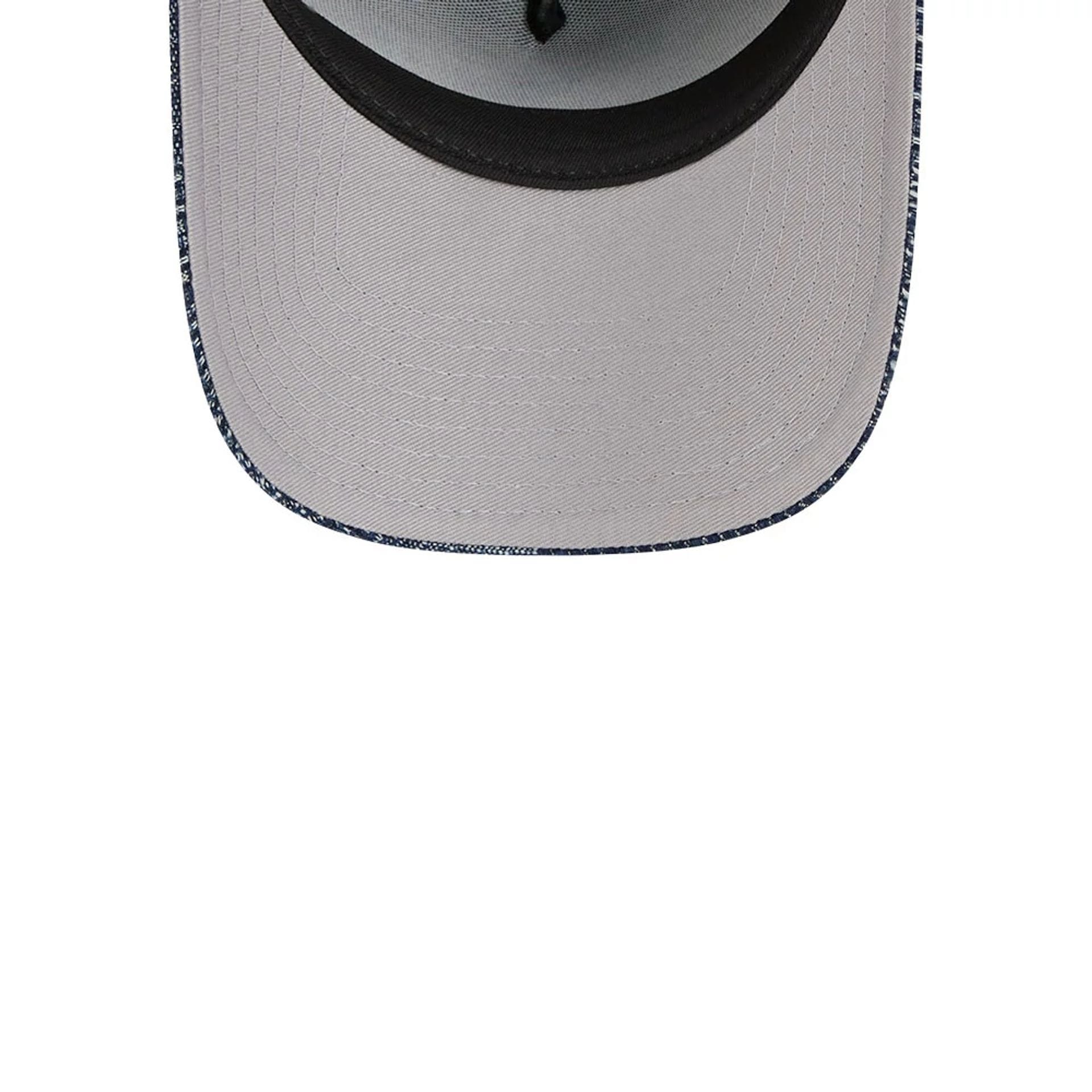 Pictured is this New Era Patchwork Denim 59FORTY A-Frame Fitted cap in navy. 2