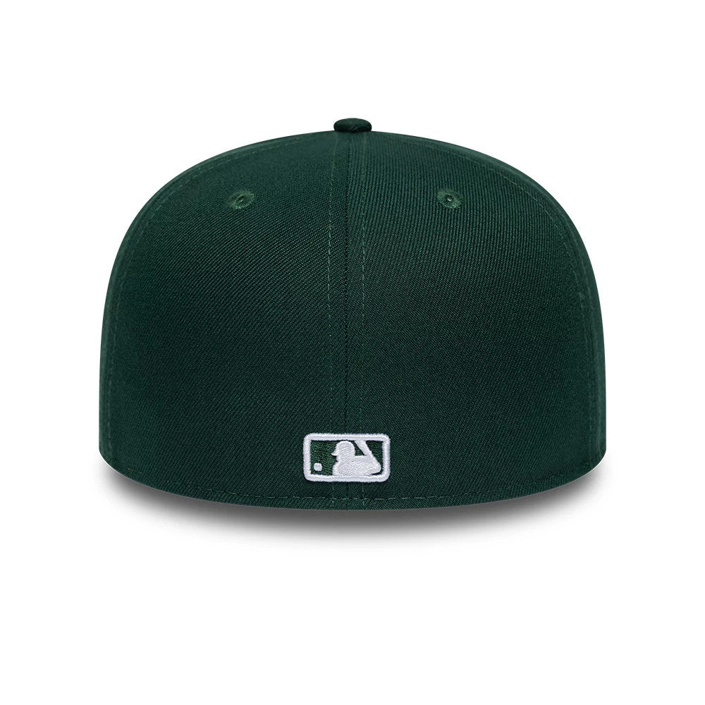 Pictured is this MLB League Essential Athletics 59FIFTY Fitted cap in dark green. 4