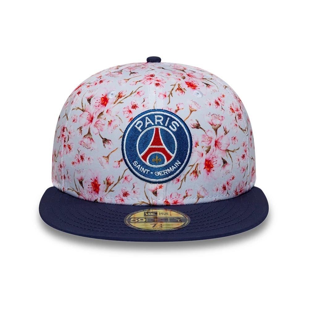 Pictured is this Paris Saint-Germain Cherry Blossom 59FIFTY Fitted cap in navy. 2