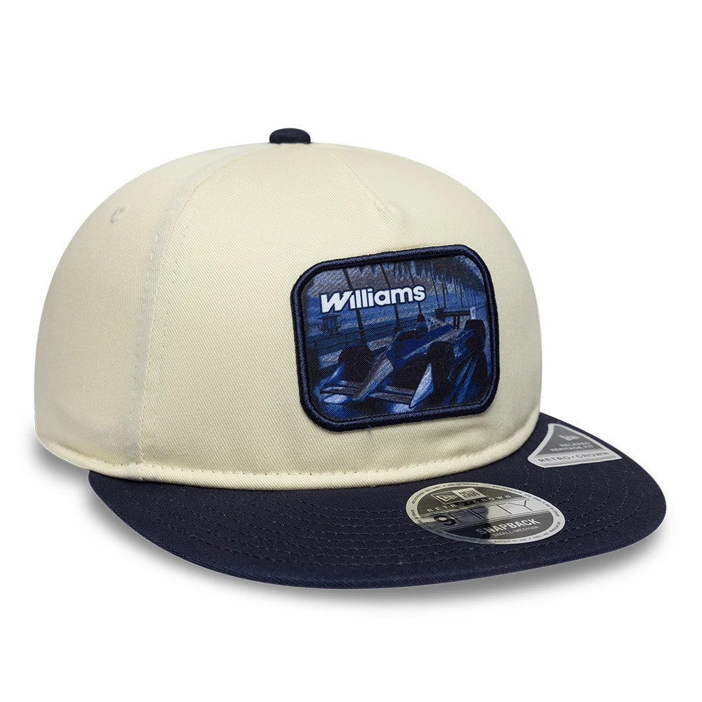Pictured is this New Wave Atlassian Williams F1 Team Retro Crown 9FIFTY cap in Cream. 3