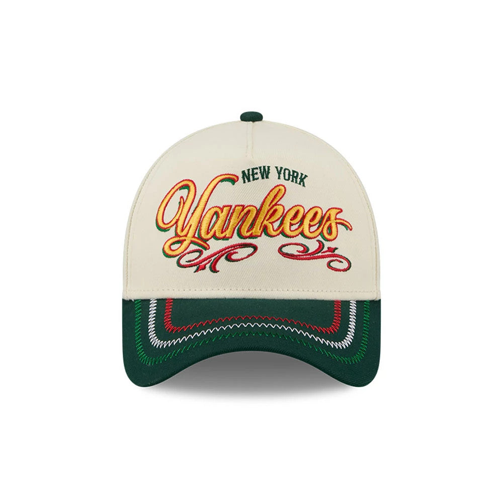 Pictured is this MLB Cinco De Mayo New York Yankees 9FORTY A-Frame Adjustable cap in cream & green. 2