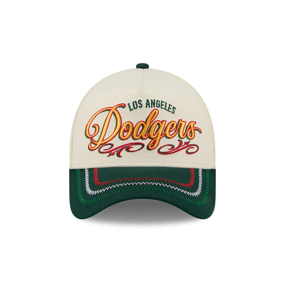 Pictured is this MLB Cinco De Mayo LA Dodgers 9FORTY A-Frame Adjustable cap in cream & green. 2