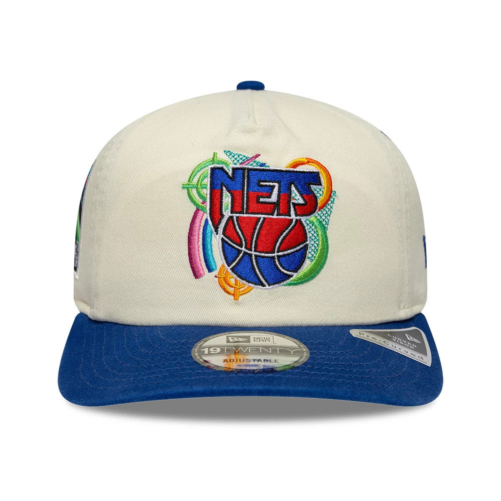 Pictured is this NBA Hardwood Classic New Jersey Nets 19TWENTY Adjustable cap in cream & blue. 3