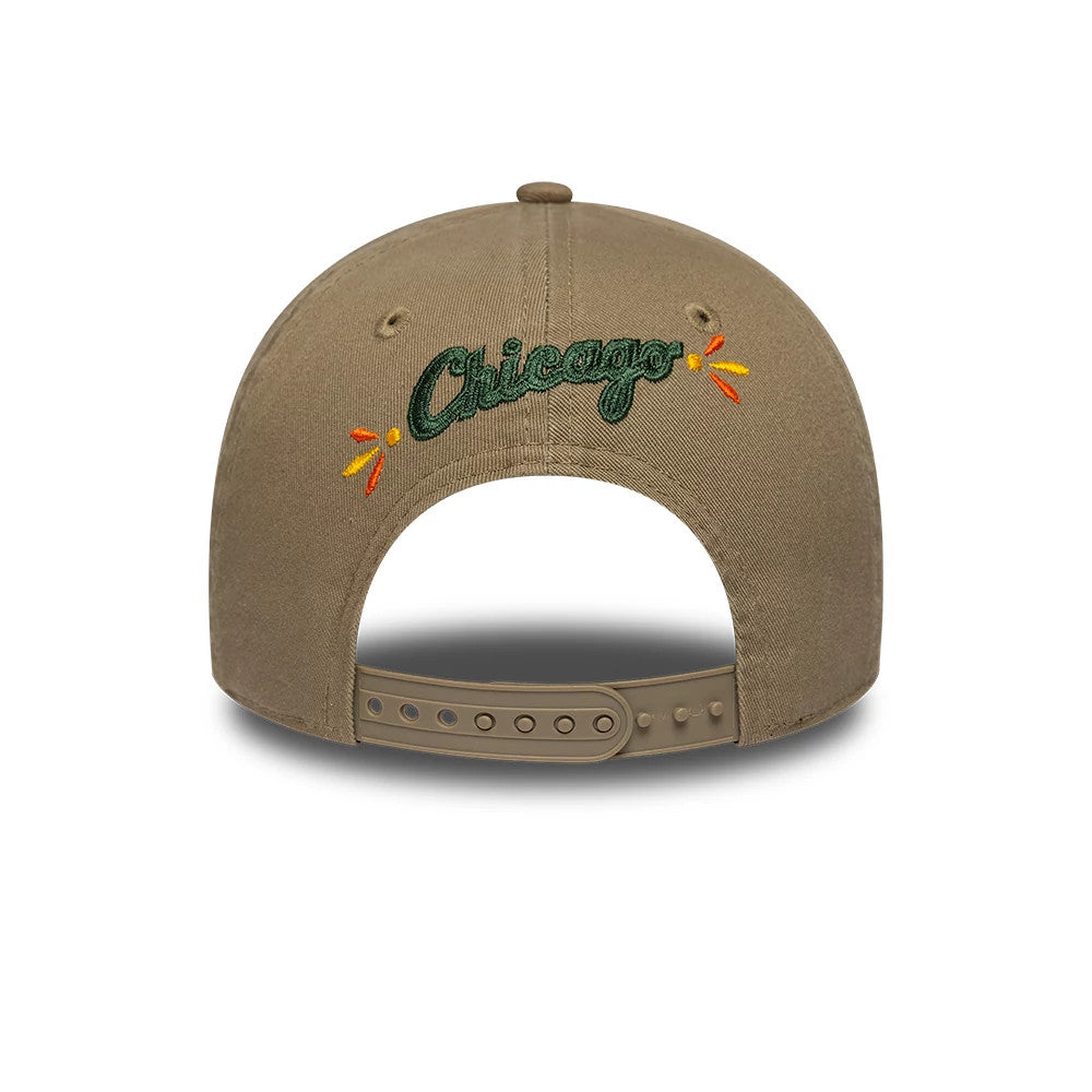 Pictured is this MLB Vibrant Festivities Chicago White Sox 9FORTY A-Frame Adjustable cap in Beige. 3