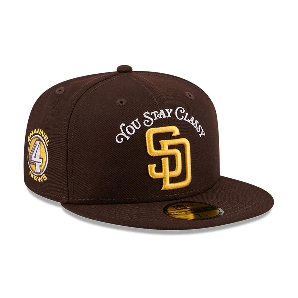 Pictured is this MLB X Anchorman Stay Classy San Diego Padres 59FIFTY Fitted cap in Black. 1