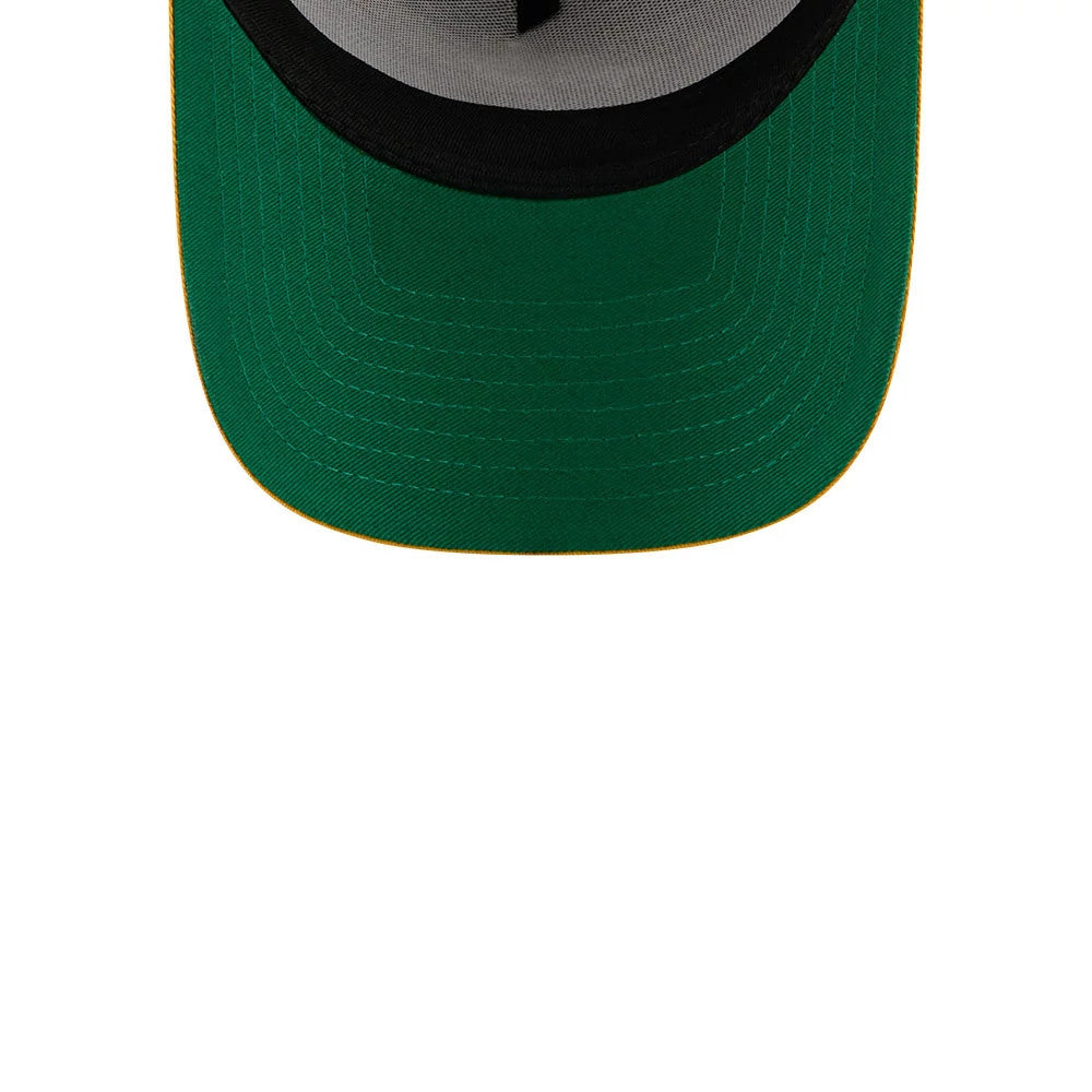 Pictured is this MLB X Anchorman Whammy San Diego Padres 9FORTY A-Frame Trucker Adjustable cap in dark brown. 2
