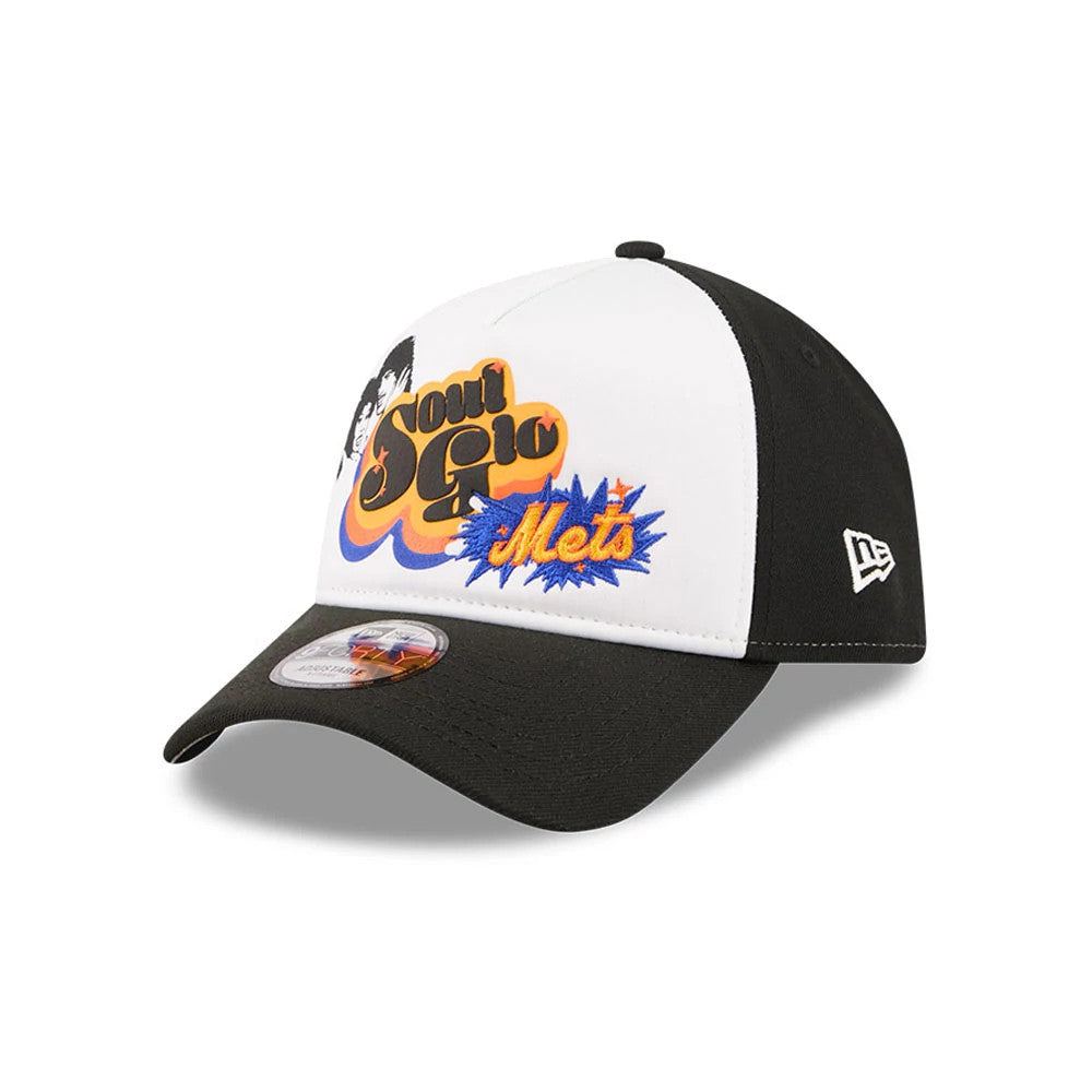 Pictured is this MLB X Coming To America Soul Glo New York Mets 9FORTY A-Frame Adjustable cap in white. 4