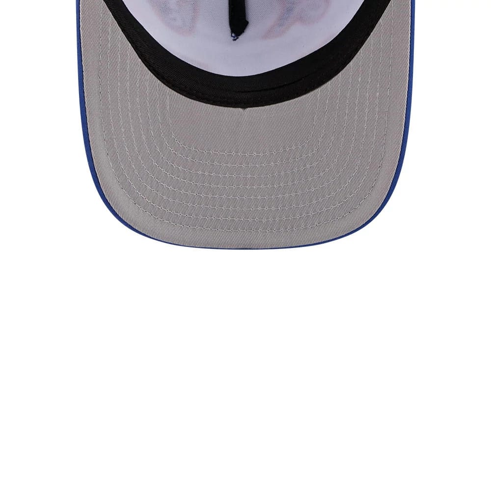 Pictured is this MLB X Coming To America New York Mets 9FIFTY A-Frame Snapback Adjustable cap in blue. 2