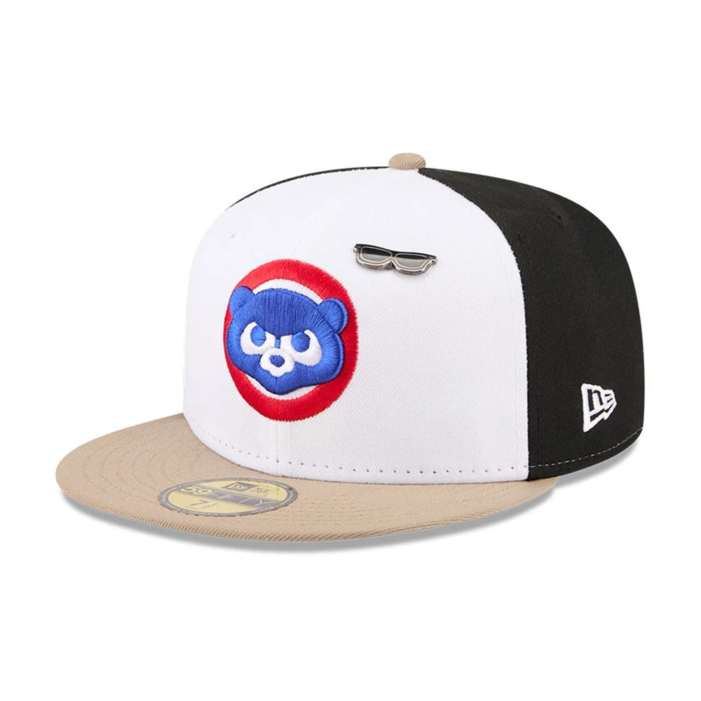 Pictured is this MLB X Ferris Bueller's Day Off Chicago Cubs 59FIFTY Fitted cap in white. 1