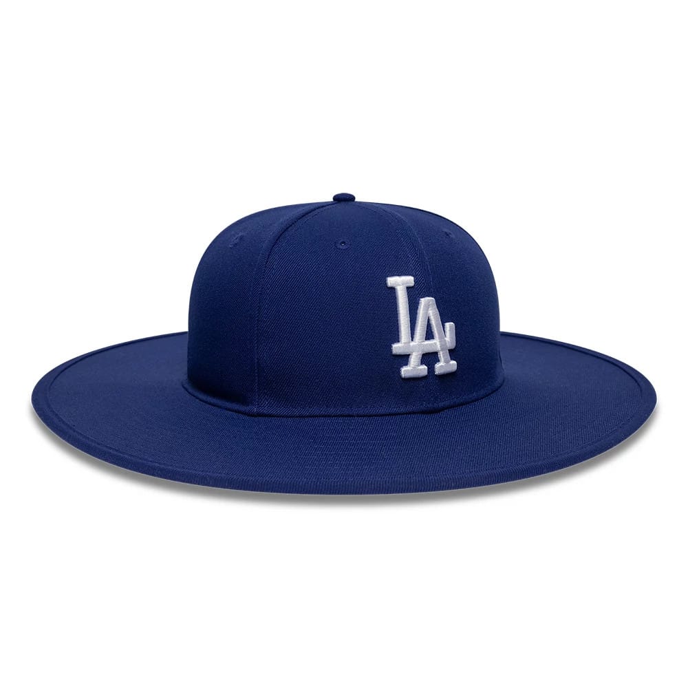 Pictured is this MLB 6 Panel LA Dodgers Fitted Bucket hat in dark blue. 3