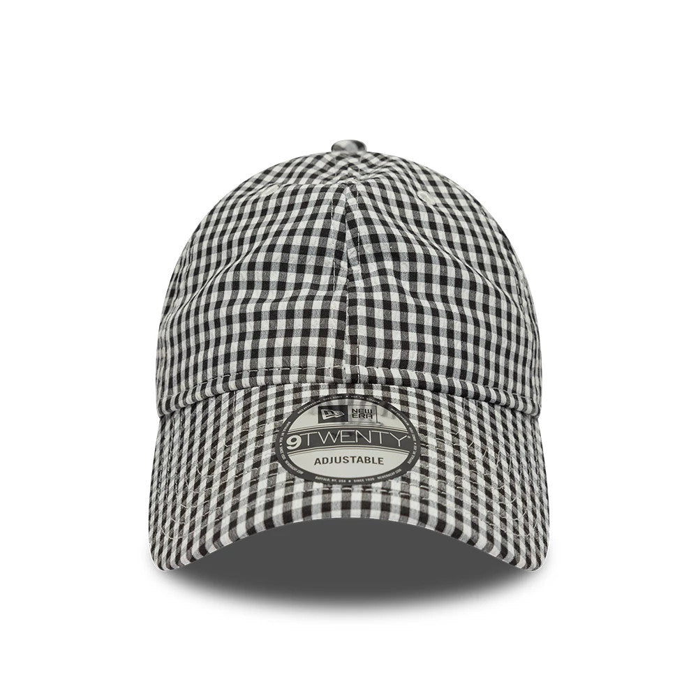Pictured is this New Era Gingham Bowback 9TWENTY Adjustable cap in black. 3