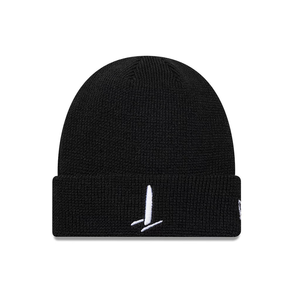 Pictured is this Waffle Sail GP Cuff Knit Beanie cap in black. 1