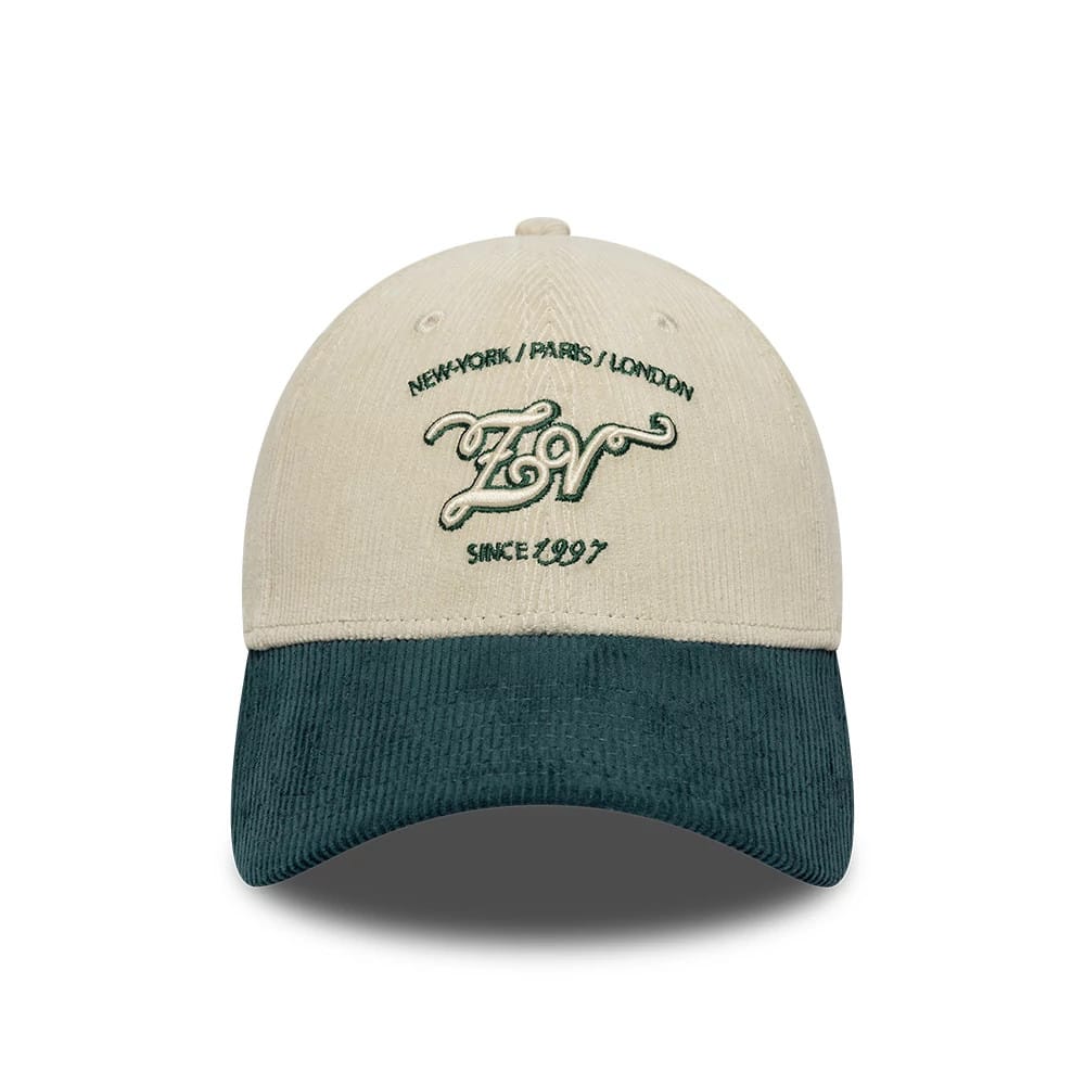 Pictured is this New Era X Zadig & Voltaire Cord 9FORTY Adjustable cap in cream & green. 3