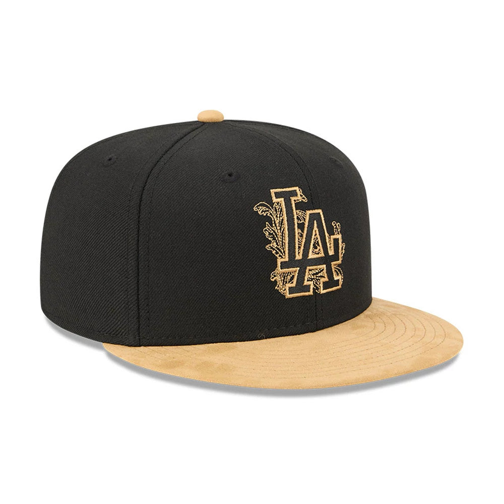 Pictured is this MLB 59FIFTY Day Fauna LA Dodgers 59FIFTY Fitted cap in black. 4