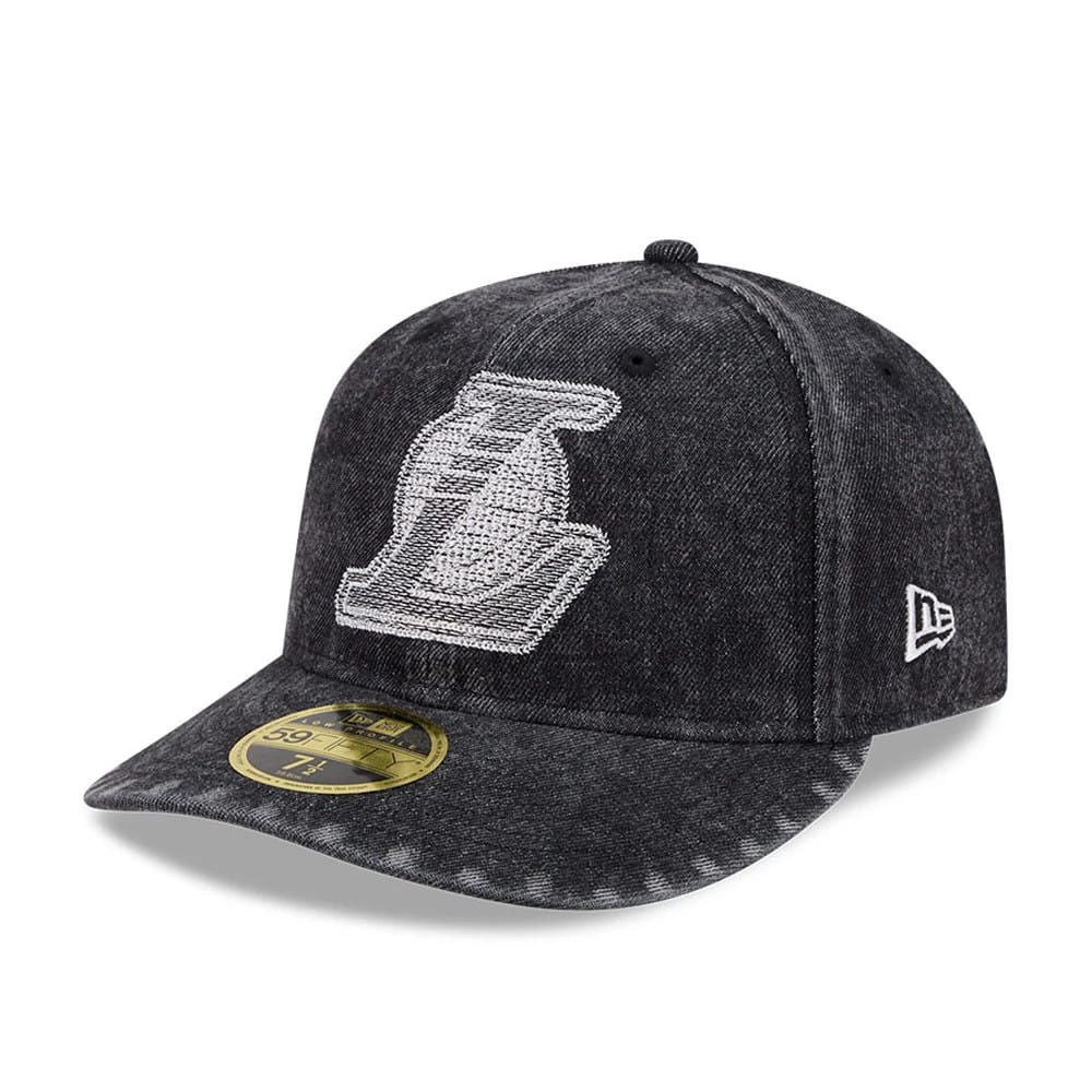 Pictured is this NBA 59FIFTY Day LA Lakers Low Profile 59FIFTY Fitted cap in black. 1