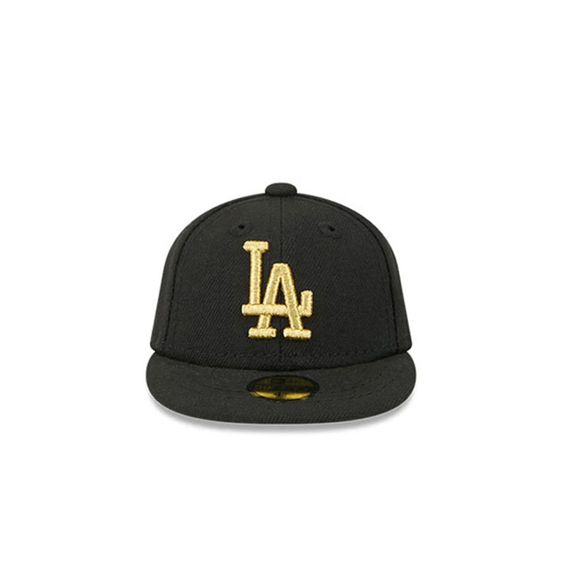 Pictured is this MLB 59FIFTY Day LA Dodgers Mini 59FIFTY Fitted cap in black. 2
