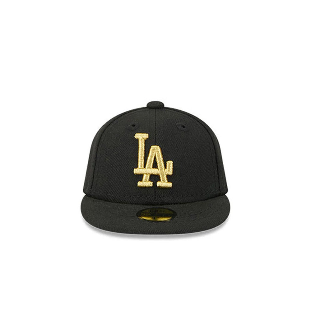 Pictured is this MLB 59FIFTY Day LA Dodgers Mini 59FIFTY Fitted cap in black. 2