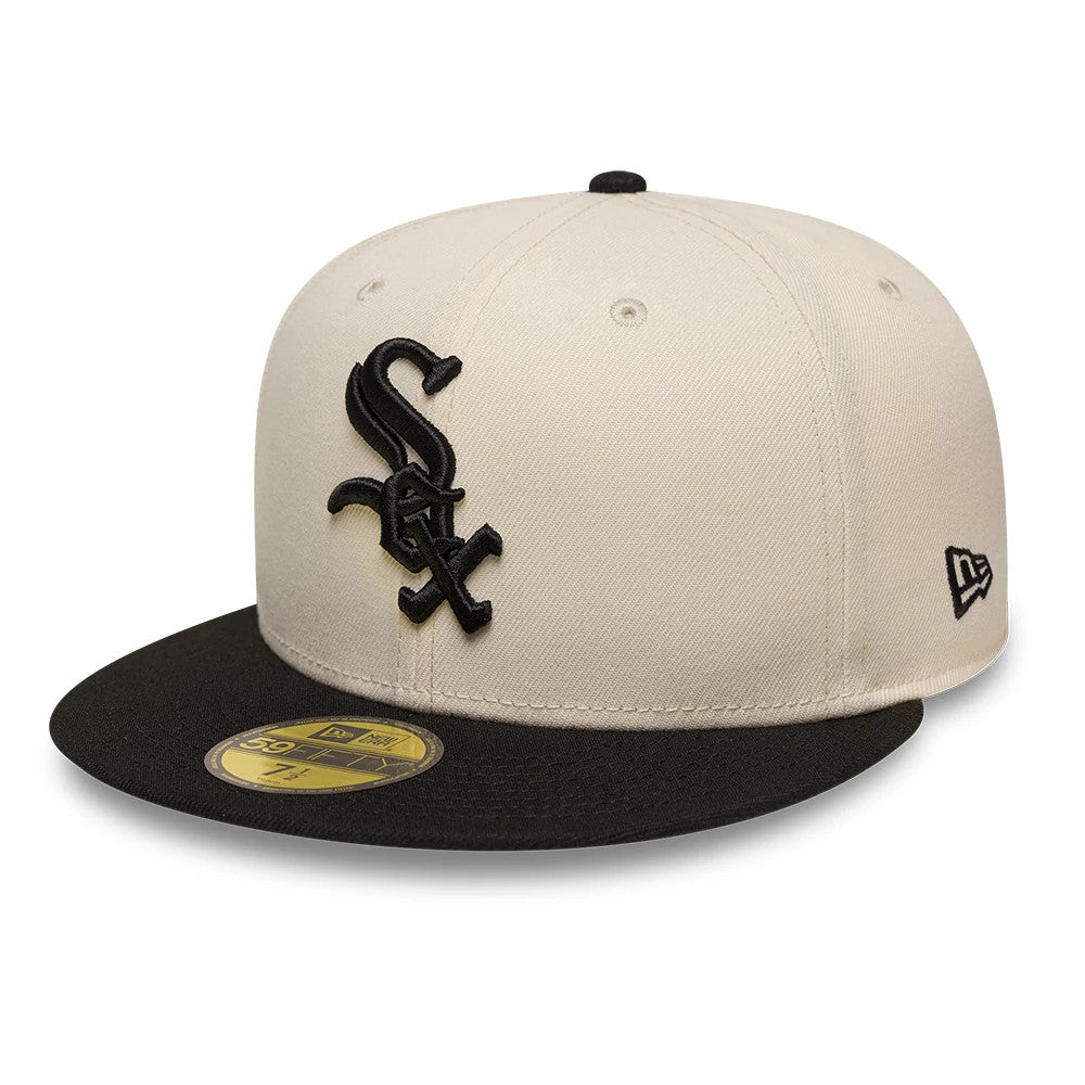 Pictured is this MLB Side Script Chicago White Sox 59FIFTY Fitted cap in cream & navy. 4