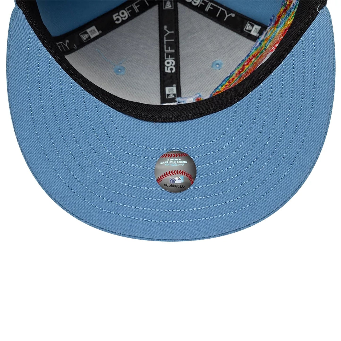 Pictured is this MLB Storm Pattern LA Dodgers 59FIFTY Fitted cap in pastel blue. 7