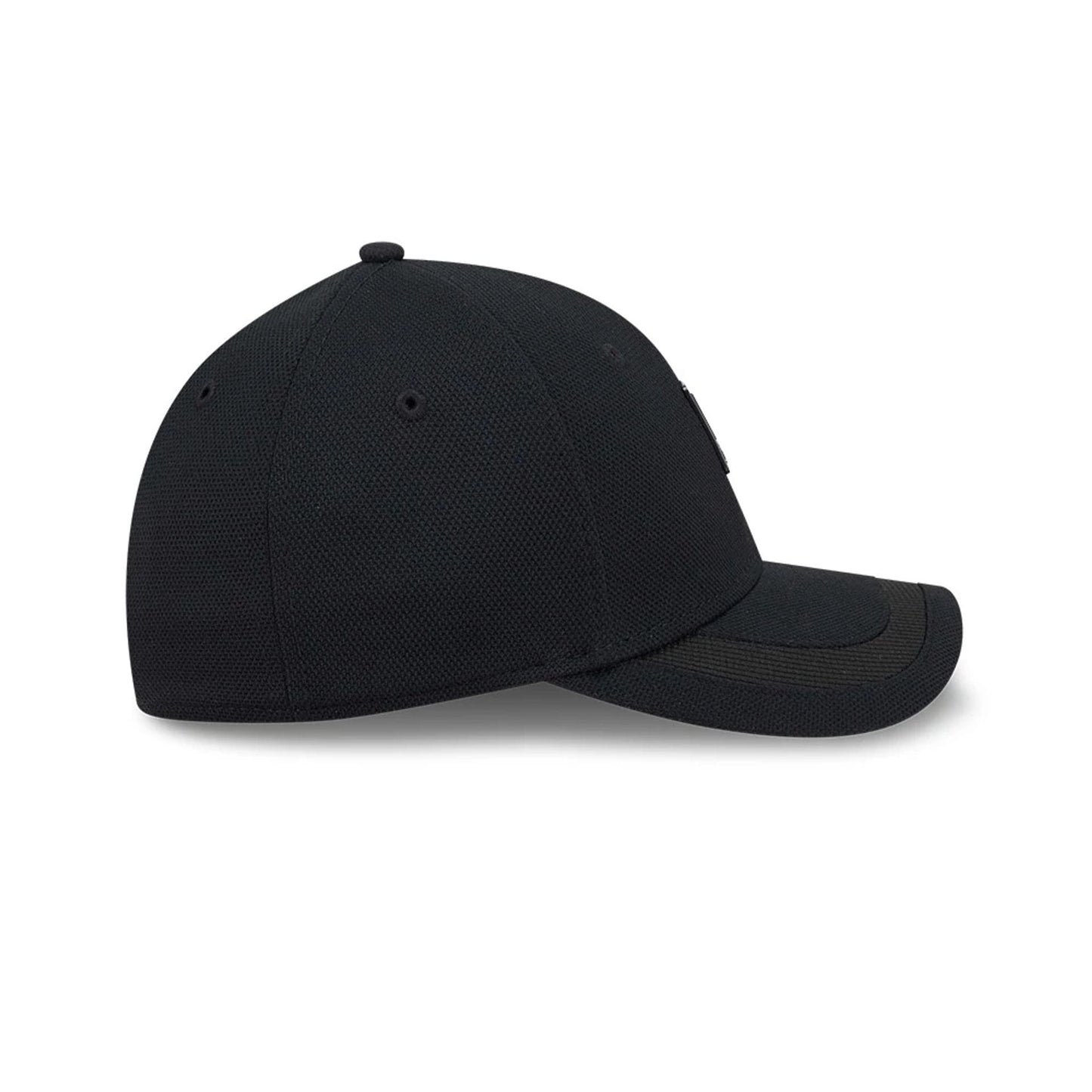 Pictured is this New Era Golf Rubber Patch 39THIRTY M-Crown Stretch Fit cap in black. 7