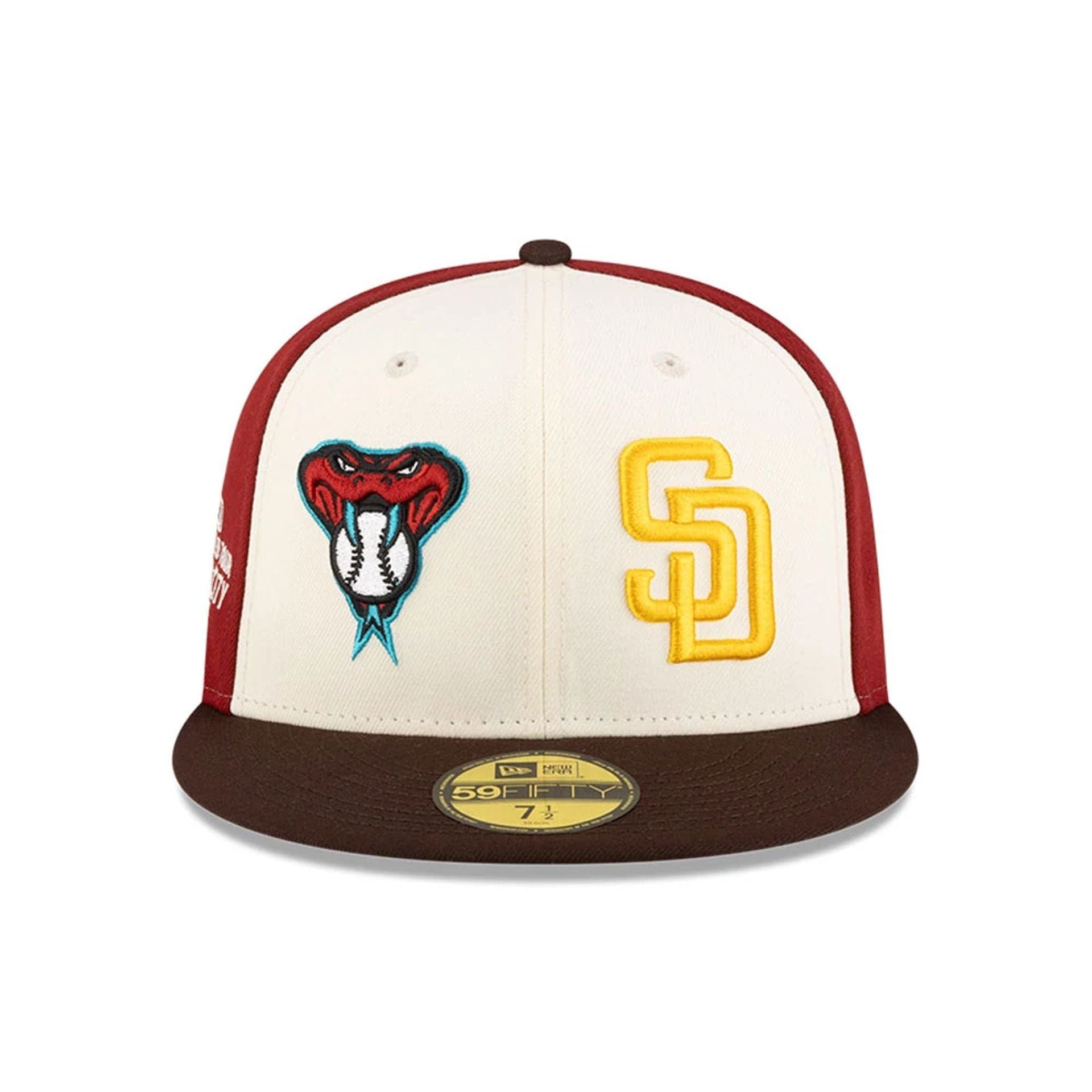 Pictured is this MLB Mexico City Series 2026 MLB Dueling League Logos 59FIFTY Fitted cap in white. 2
