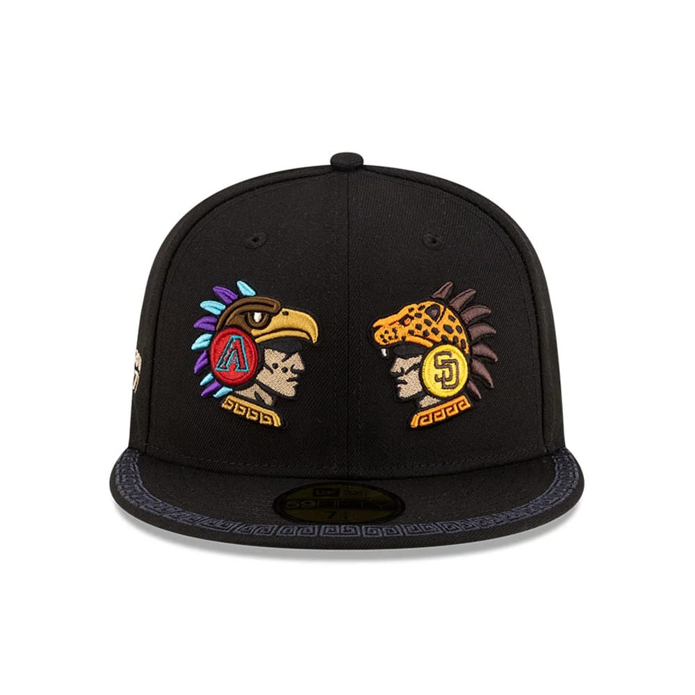Pictured is this MLB Mexico City Series 2026 MLB Dueling League Logos 59FIFTY Fitted cap in black. 3
