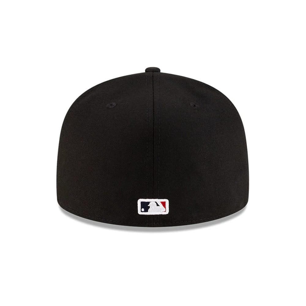 Pictured is this MLB Mexico City Series 2026 MLB Dueling League Logos 59FIFTY Fitted cap in black. 7