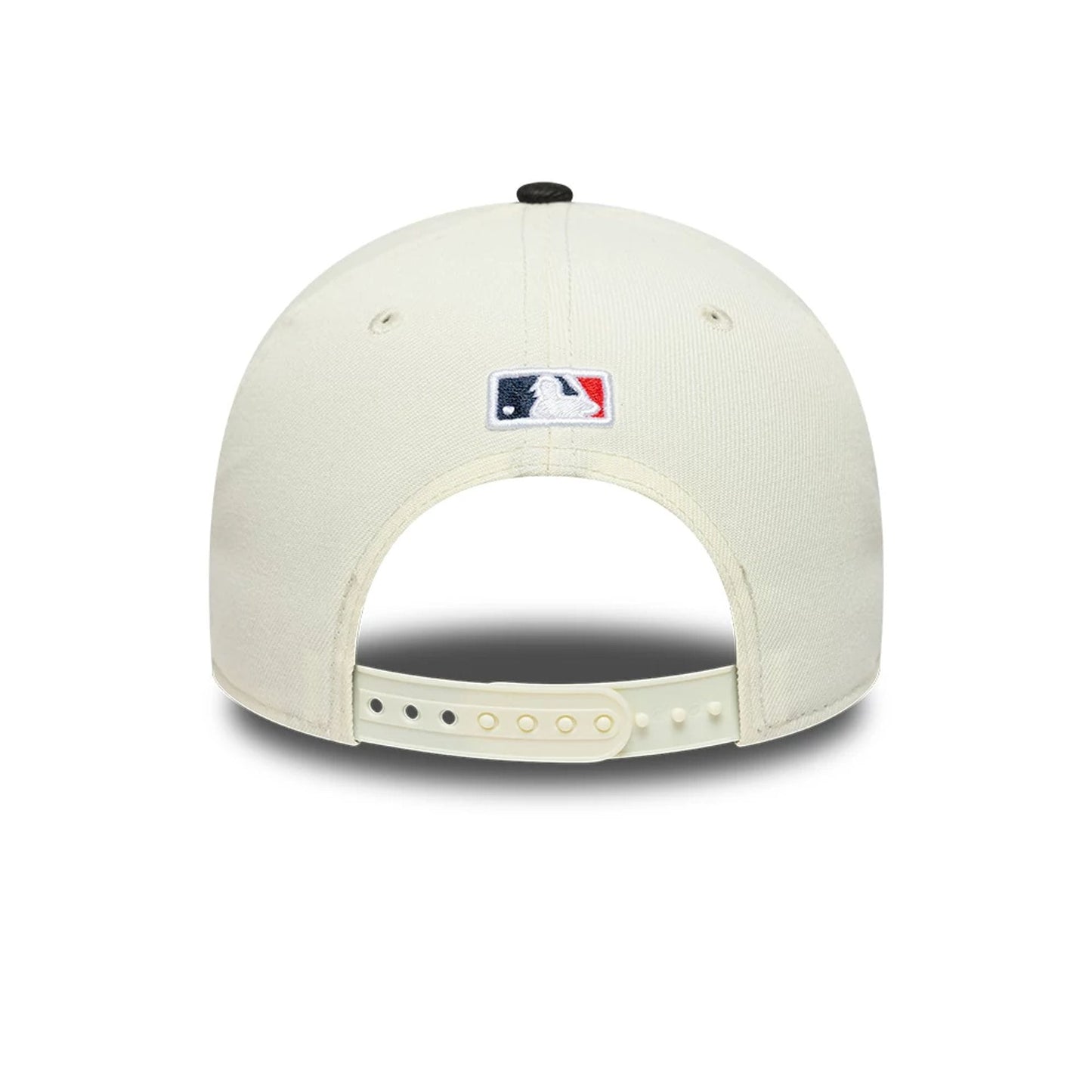 Pictured is this MLB Mexico City Series 2026 MLB Dueling League Logos 9FORTY A-Frame Adjustable cap in white. 7