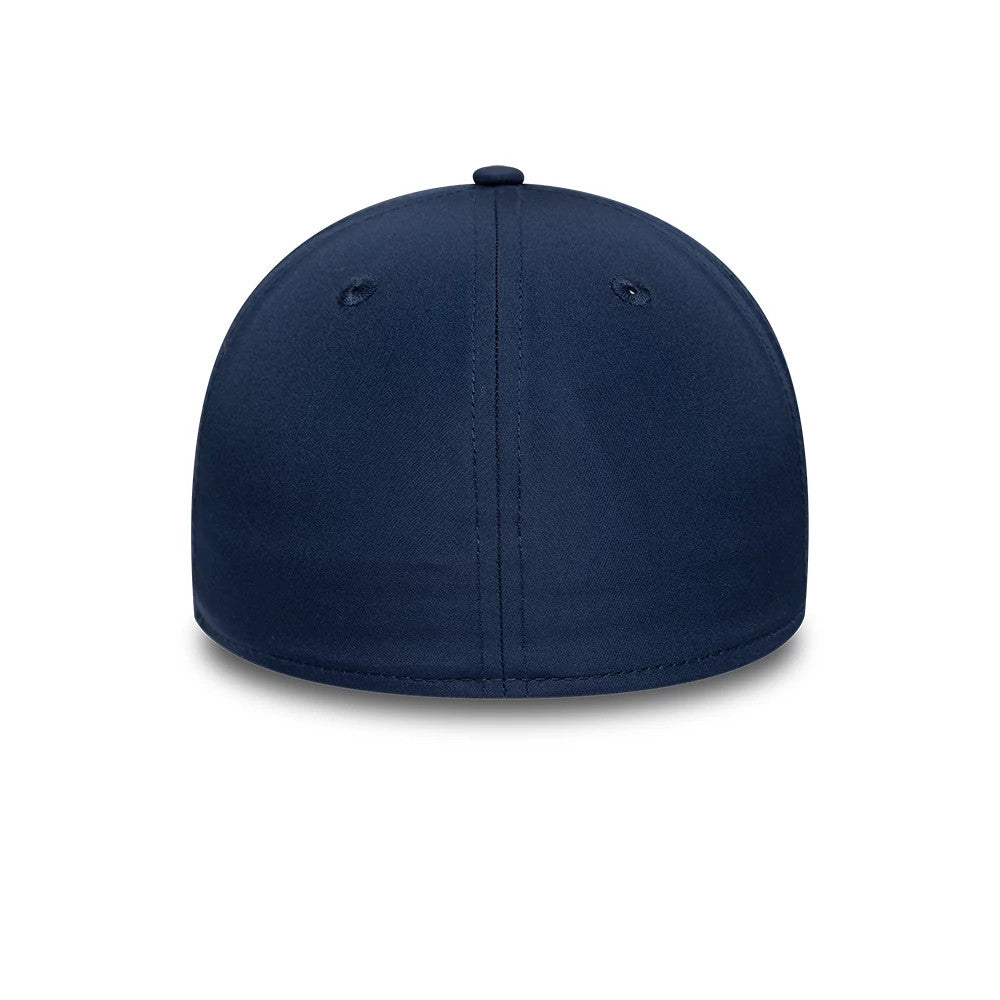 Pictured is this New Era Rubber Patch 39THIRTY M-Crown A-Frame Stretch Fit cap in dark blue. 7