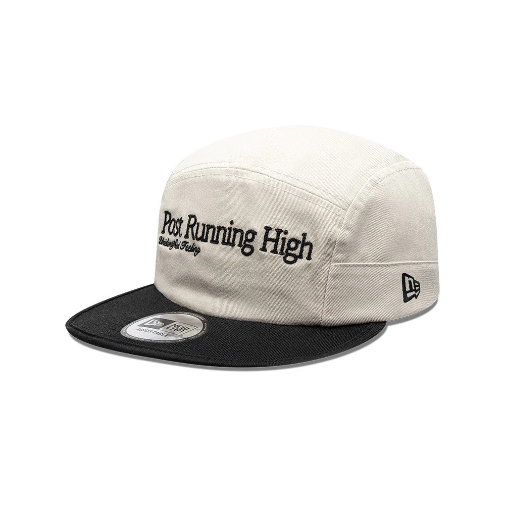 Pictured is this New Era X Hermanos Koumori Running Camper cap in light beige. 1