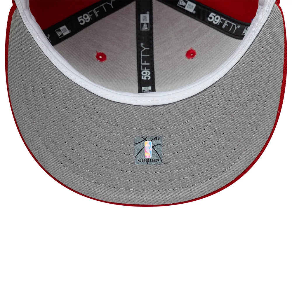 Pictured is this NBA Hardwood Classic Philadelphia 76ers 59FIFTY Fitted cap in red. 2