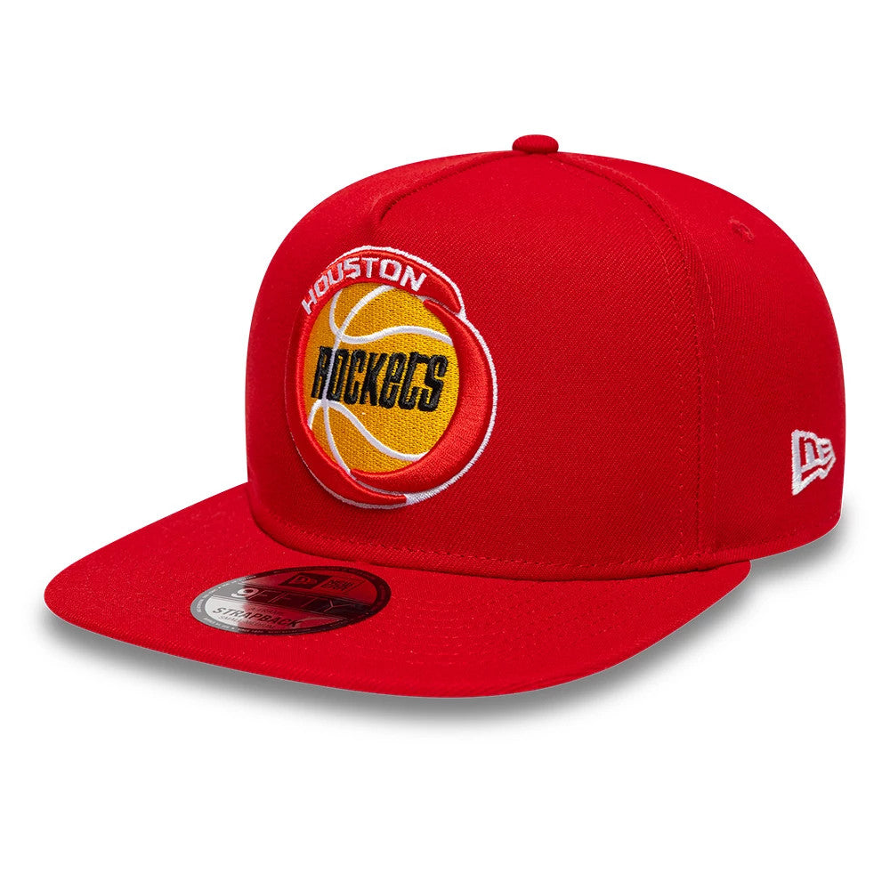 Pictured is this NBA Hardwood Classic Houston Rockets 9FIFTY A-Frame Snapback cap in red. 4